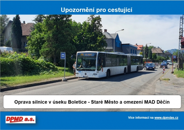 Omezení v úseku Boletice – Staré Město