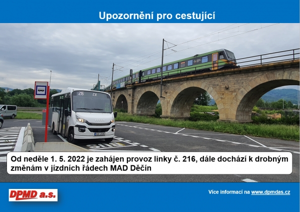 Změny jízdních řádů od 1. 5. 2022