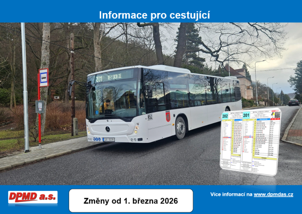 Drobn&eacute; změny v j&iacute;zdn&iacute;ch ř&aacute;dech MAD Děč&iacute;n od 1. března 2026