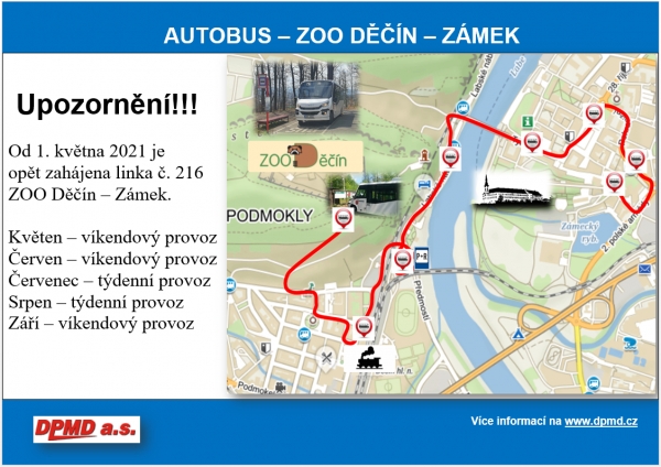 Od 1. 5. 2021 je v provozu linka č. 216 Zoo – Zámek